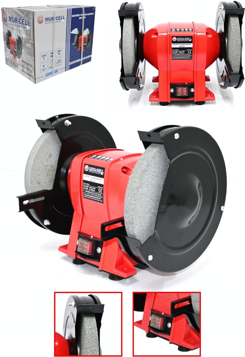 MD3220F Elektrikli Taşlama Makinesi 350W Çark Motoru Zımpara 2950RPM Balta Bıçak Bileme
