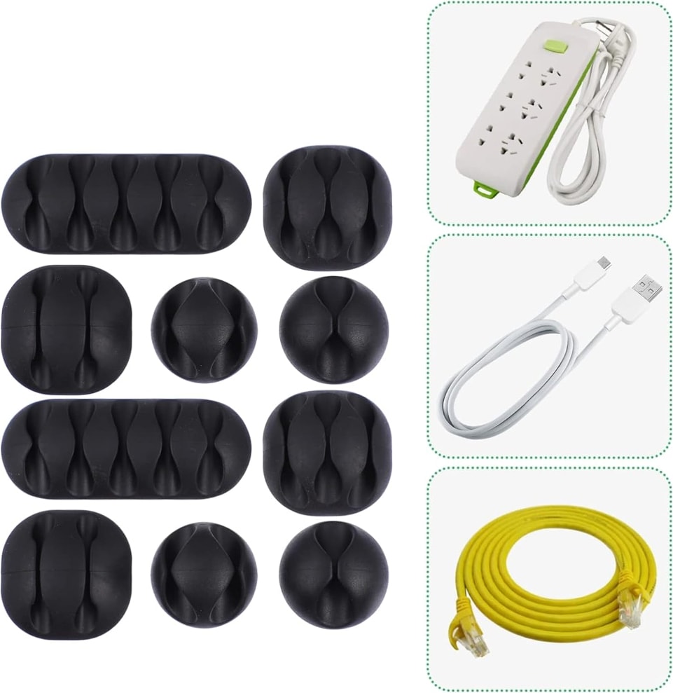 Kablo Klipsi Düzenleyici, 10'lu Kablo Düzenleyici, Ev, Araç, Ofis Için Masa Altı Kablo Yönetimi, Duvar, Yüzey Için Kalıntı Bırakmayan Yapışkan, Şarj Kablosu Düzenleyici,