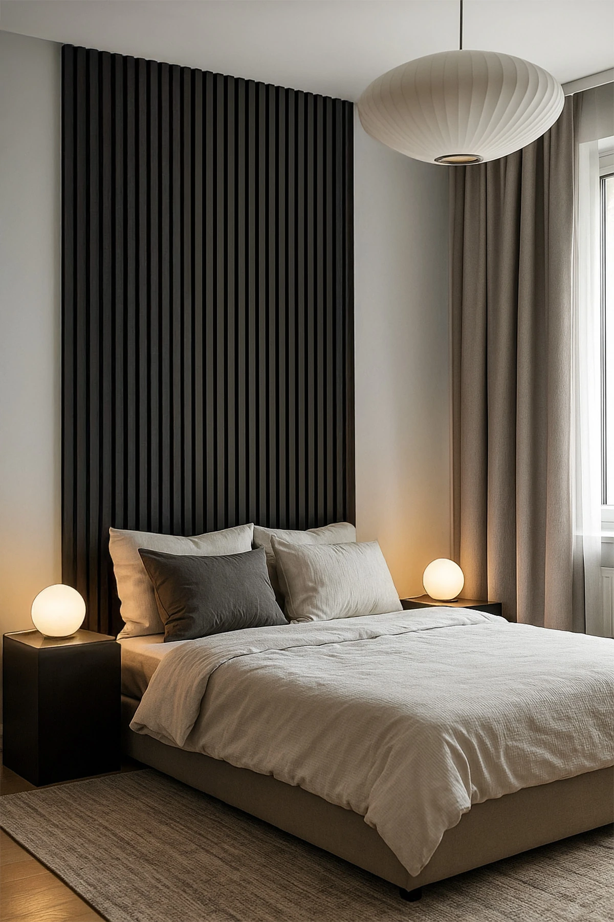 Antrasit Renk MDF Tabanlı Duvar Paneli 24x240 cm – Akustik Çıtalı Panel | 8 mm Kalınlık