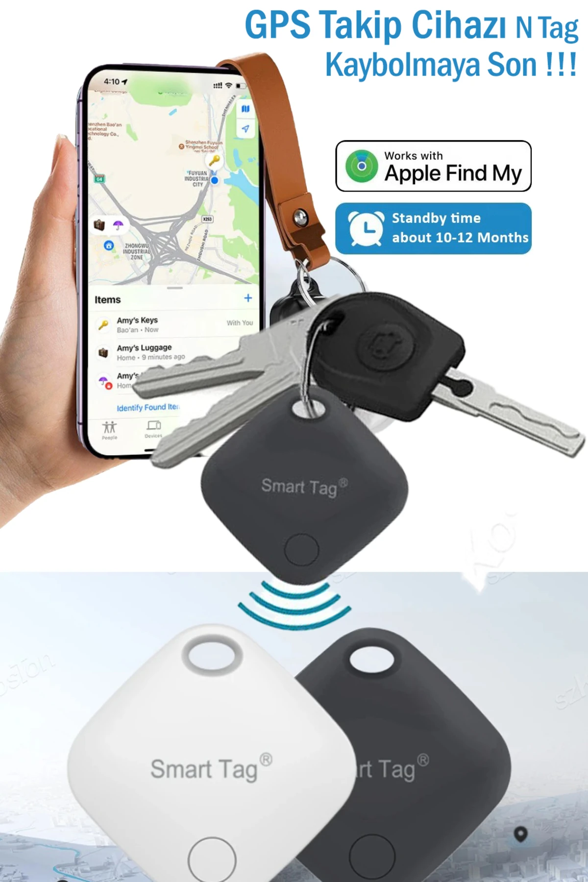 F1 Air Tag Kaybolmaya Son – Anahtar, Çanta, Evcil Hayvan Takibi için Akıllı Bluetooth Cihaz