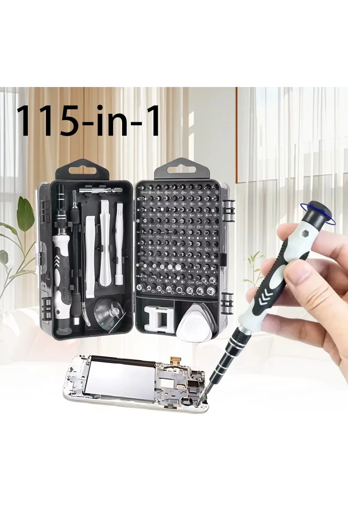 115 in 1 Hassas Tornavida Seti Çok Fonksiyonlu Manyetik Telefon Bilgisayar Onarım Tamir Seti