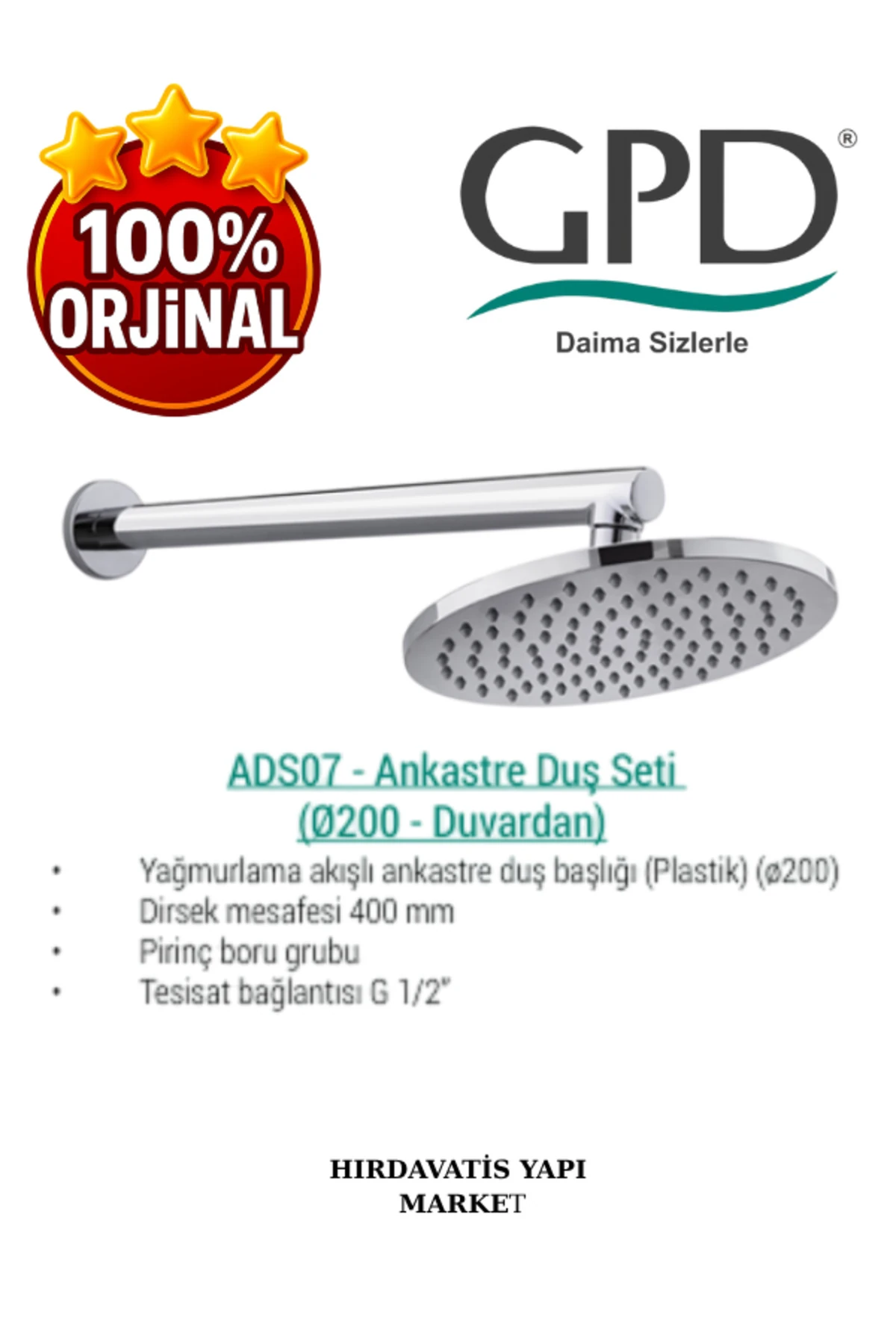 ADS07 Ankastre Duş Başlığı (Ø200)