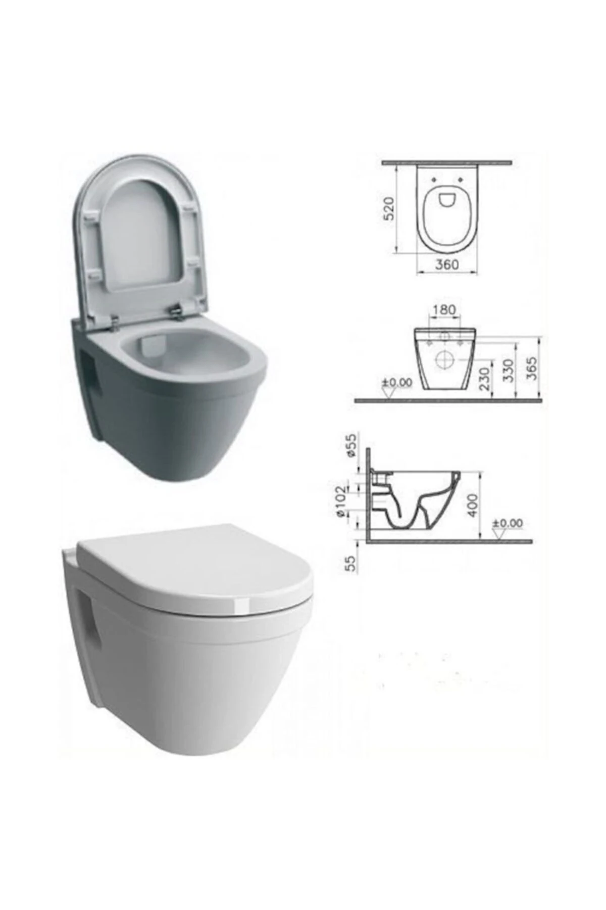 S50 Rimex Kanalsız Asma Klozet Yavaş Kapanan Kapak