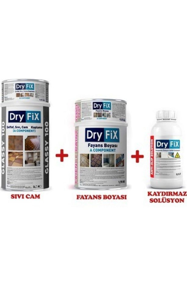 Fayans Boyası Beyaz Fp01 2kg + Sıvı Cam 2kg + Kaydırmaz Solüsyon 0.5 Lt Set