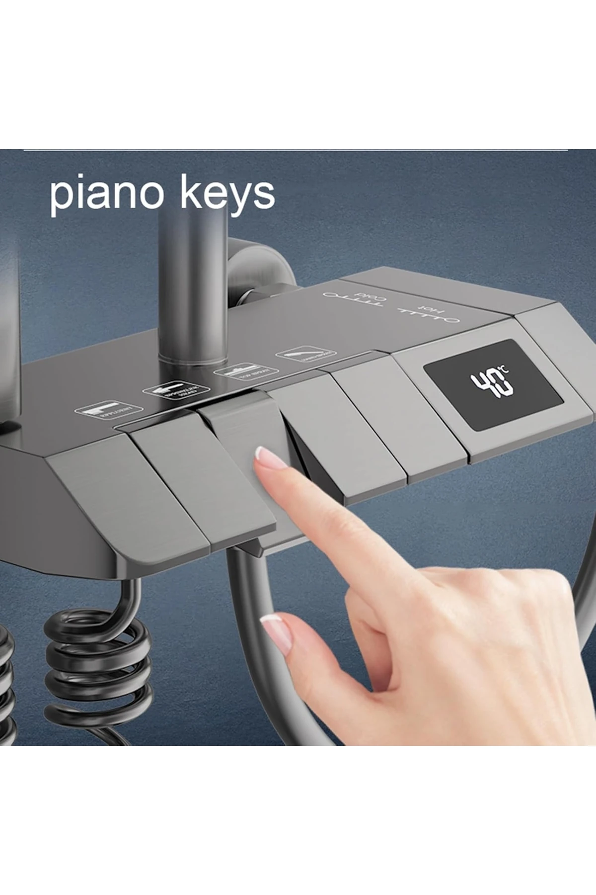 Piyano Digital Göstergeli Antrasit Robot Duş Seti