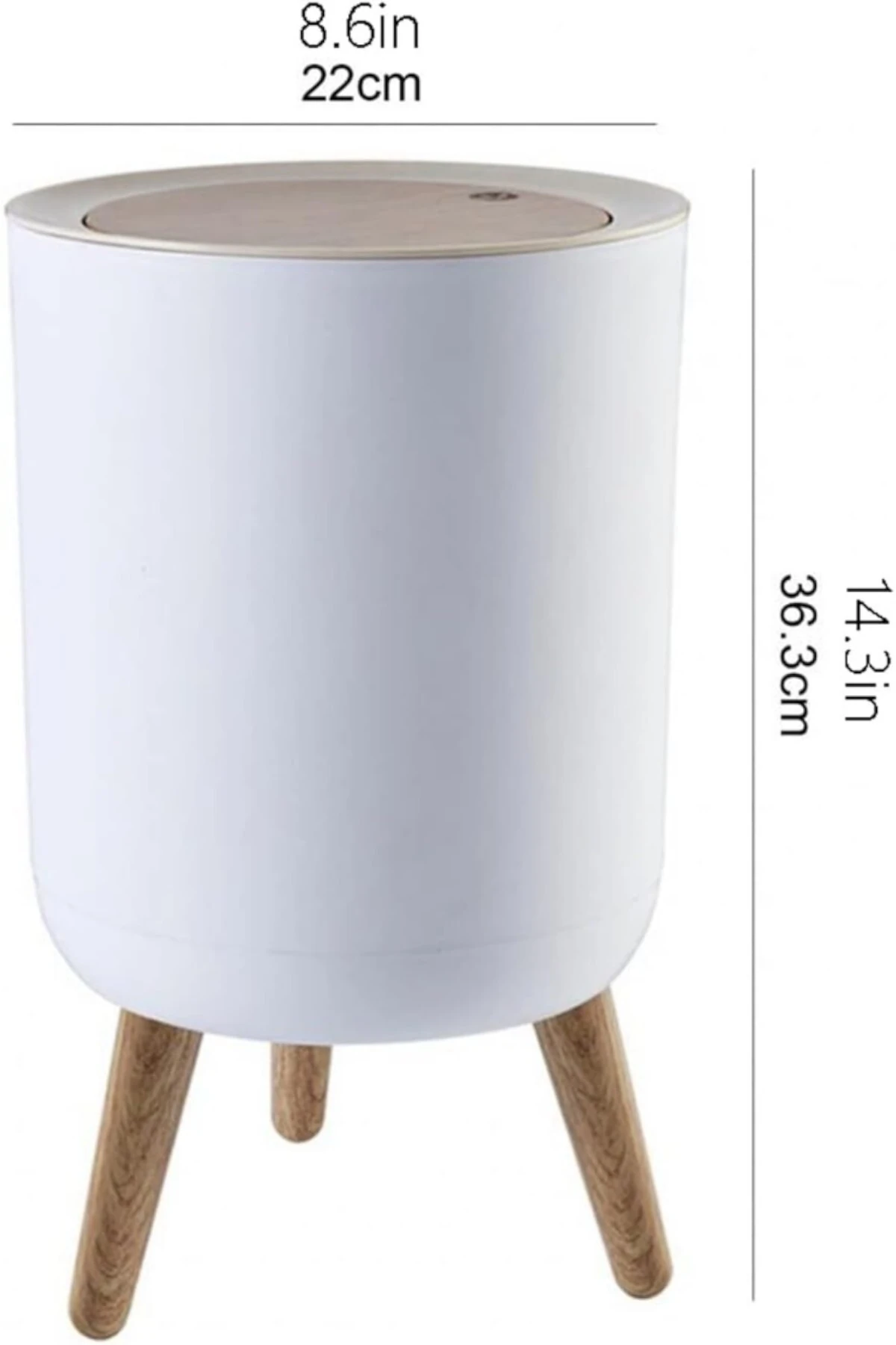 Click Kapaklı Ahşap Desenli Kaydırmaz Tabanlı Büyük Boy Çöp Kovası Shn-1197 Fma010015