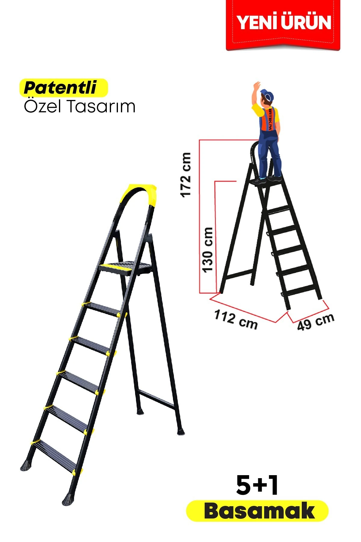 Leo 5+1 Basamaklı Metal Merdiven, leo5
