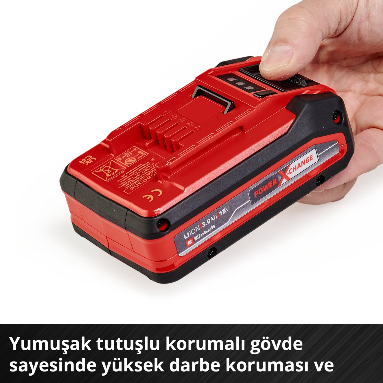 EİNHELL 18 V 3.0 Ah Power X-Change Plus (18 V Akü, Tüm PXC cihazları için evrensel,kendi kendine deşarj olmaz, 3 aşamalı LED şarj seviyesi kontrolü, özel şarj döngüleri, şarj dahil değil) - 4511501