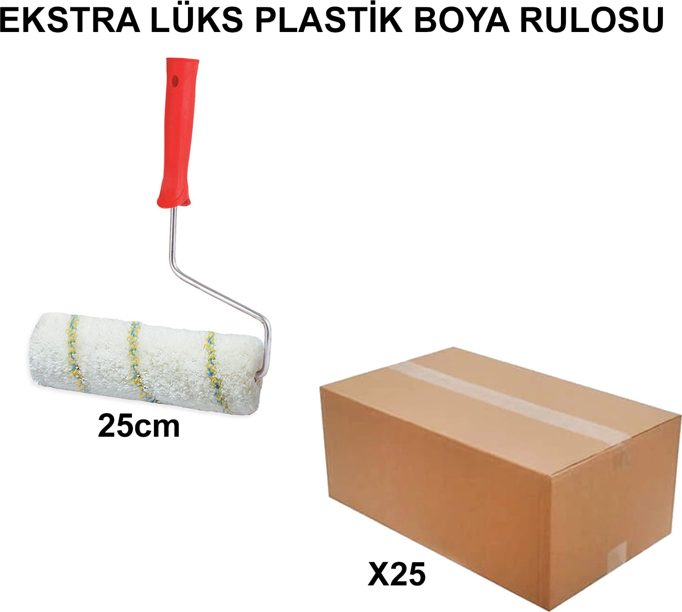 Izmir Fırça Arge Toptan Ekstra Lüks Plastik Boya Rulosu Tiger 25CM - 25 Adet 000004