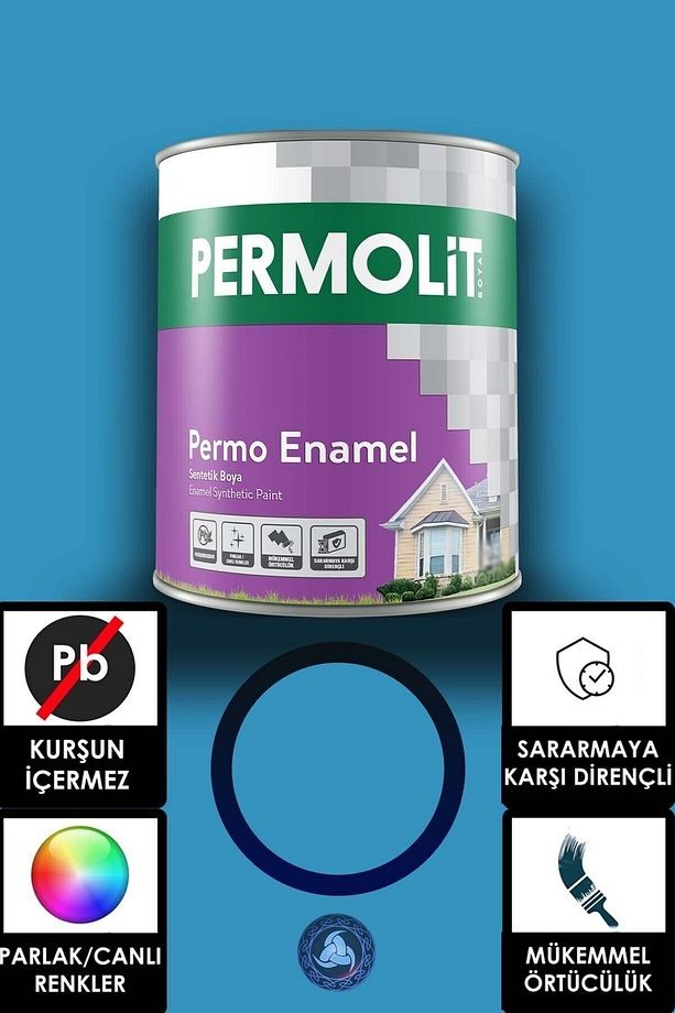 Permo Enamel Sentetik Yağlı Boya -alüminyum-ahşap-demir-metal- 0,75 L Havai Mavi