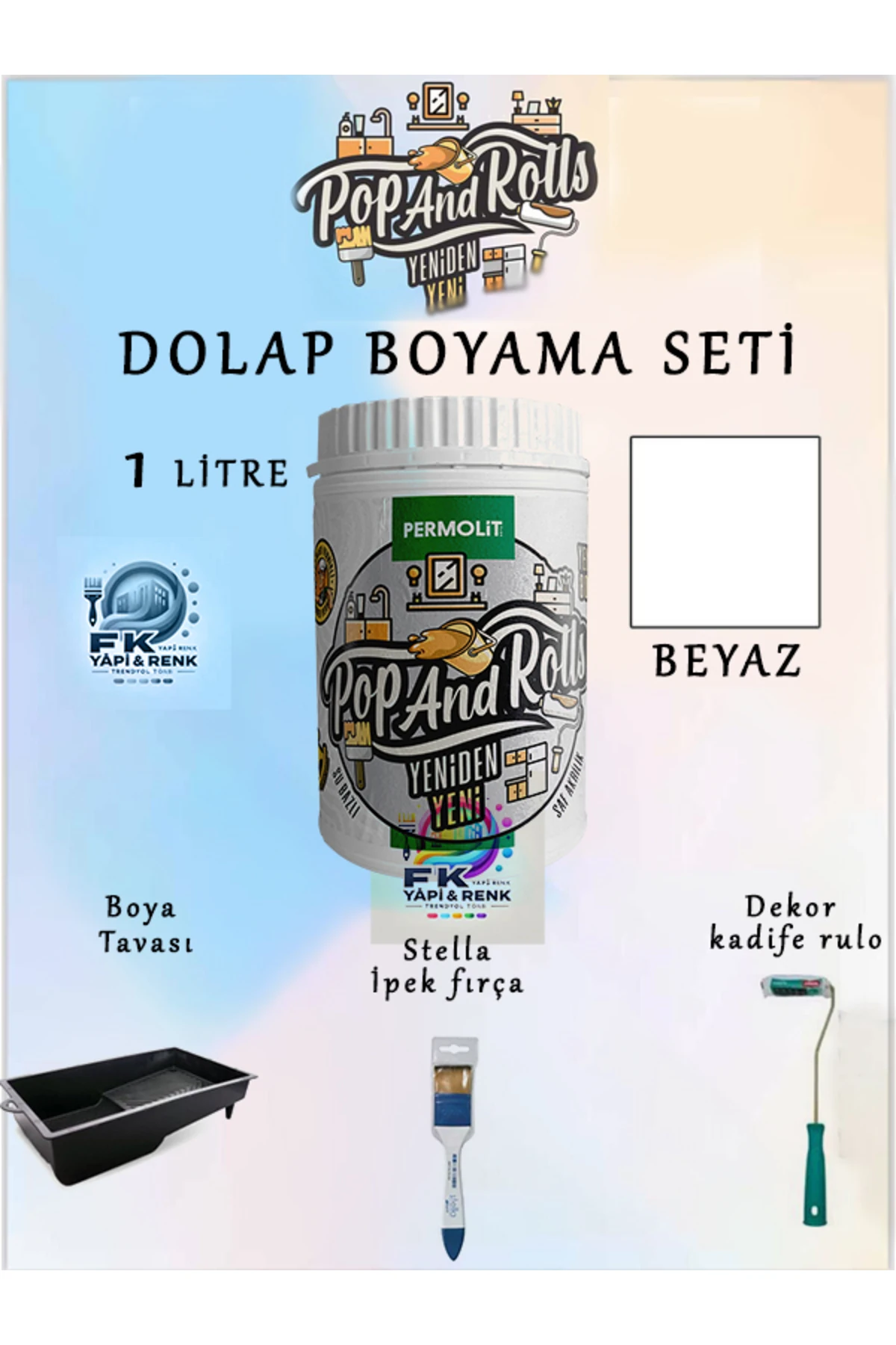 Pop And Rolls Su Bazlı Akrilik Boya Dolap Boyama Seti
