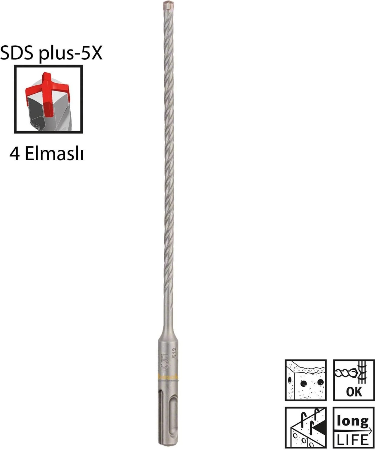 BOSCH Sds-Plus-5x K-Delici Ucu 5*210 mm 1'li