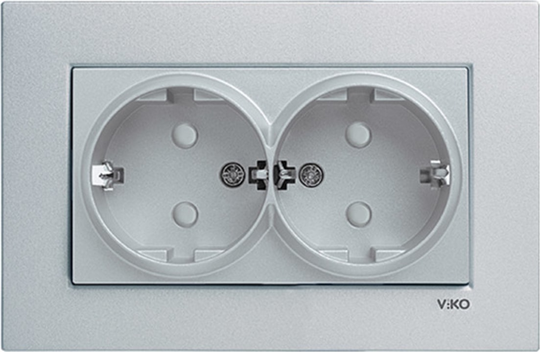 Novella 2'li Çocuk Korumalu Vk Topraklı Priz Gümüş