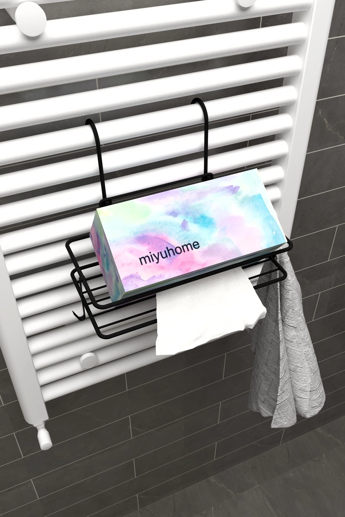 Asılabilir Selpak Sepeti Metal Selpak El Yüz Havlu Düzenleyici Kancalı Havlupan Düzenleyici