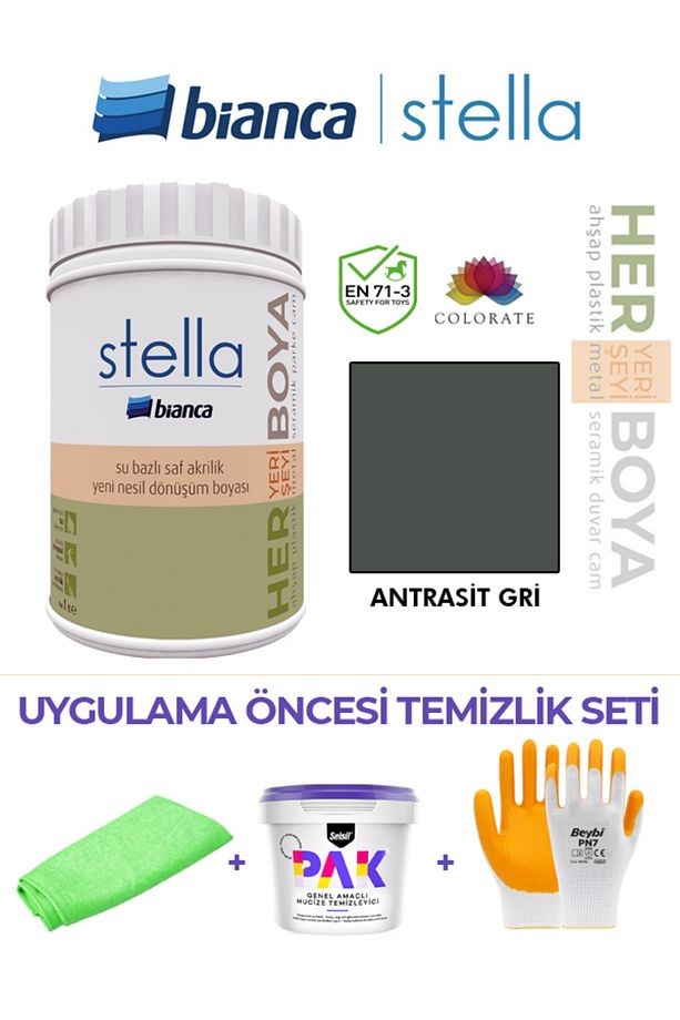 Stella Su Bazlı Boya 1Lt & Boya Öncesi Temizlik Seti