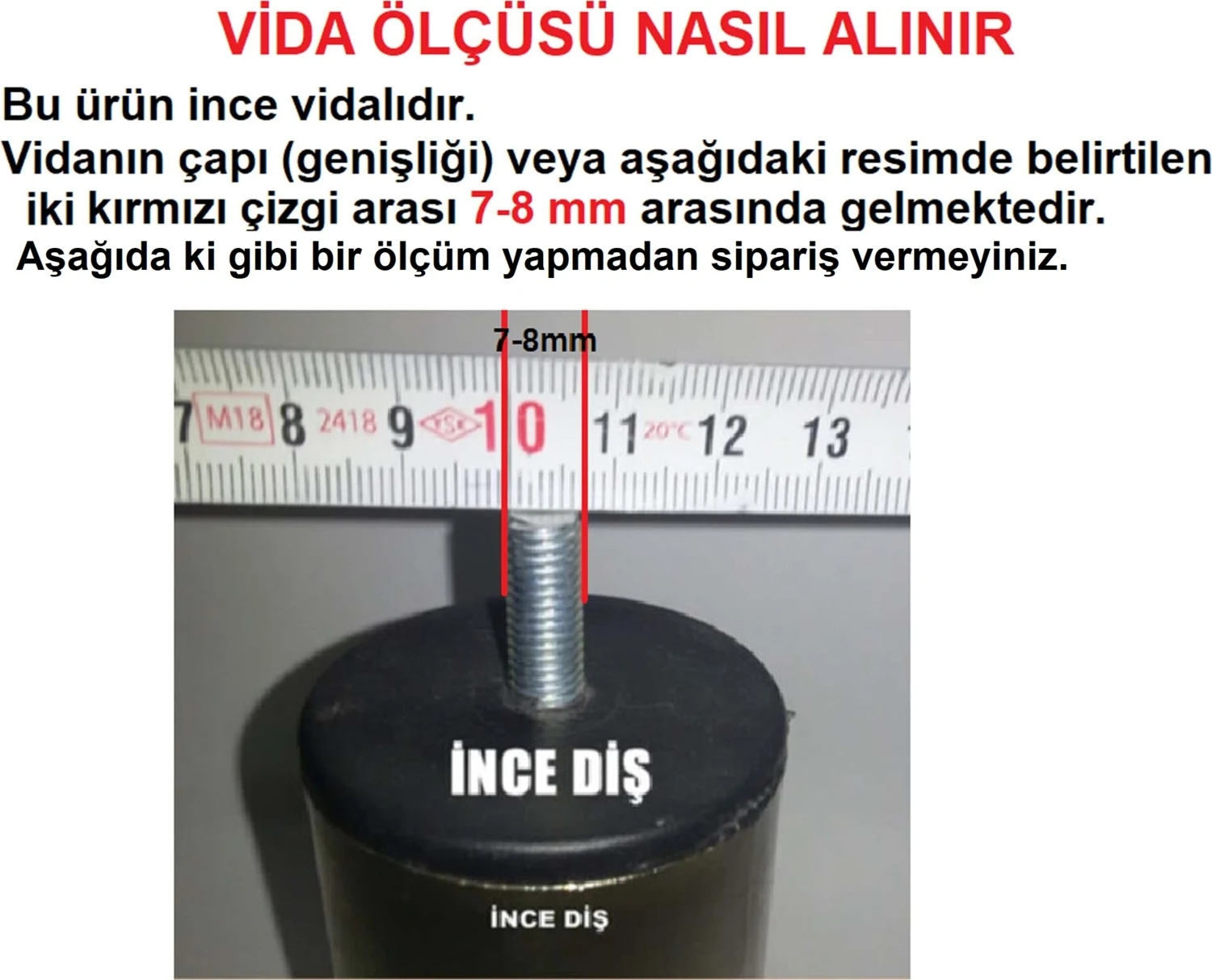 (Vida Ölçüsüne Dikkat) - Orta Plastik Mobilya Koltuk Kanepe Ayağı 6 Adet Siyah 14 - 19 cm 5/16 Vida