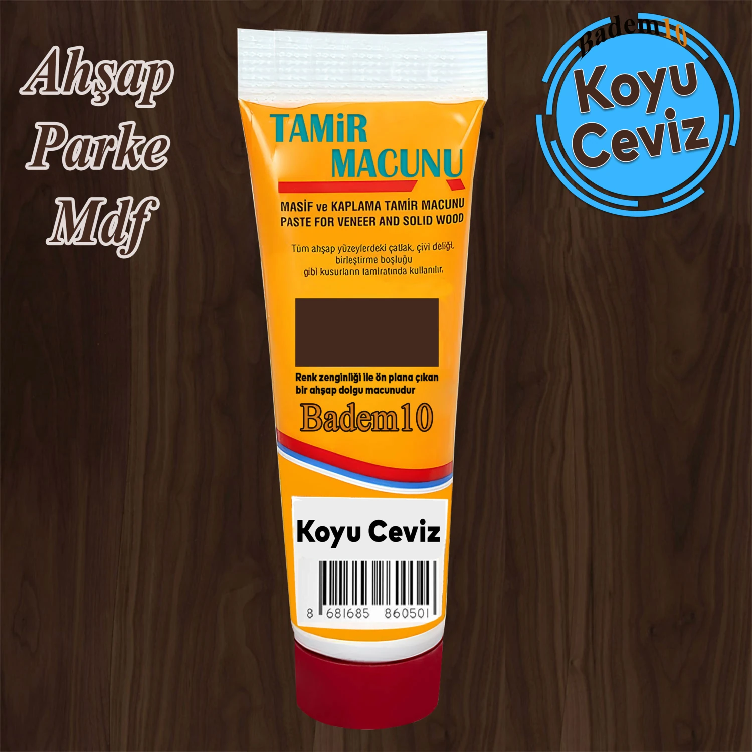 Ahşap Parke Tamir Macunu Koyu Ceviz Mobilya Dolgu Çatlak Çizik Giderici 200 gr Kullanıma Hazır Macun