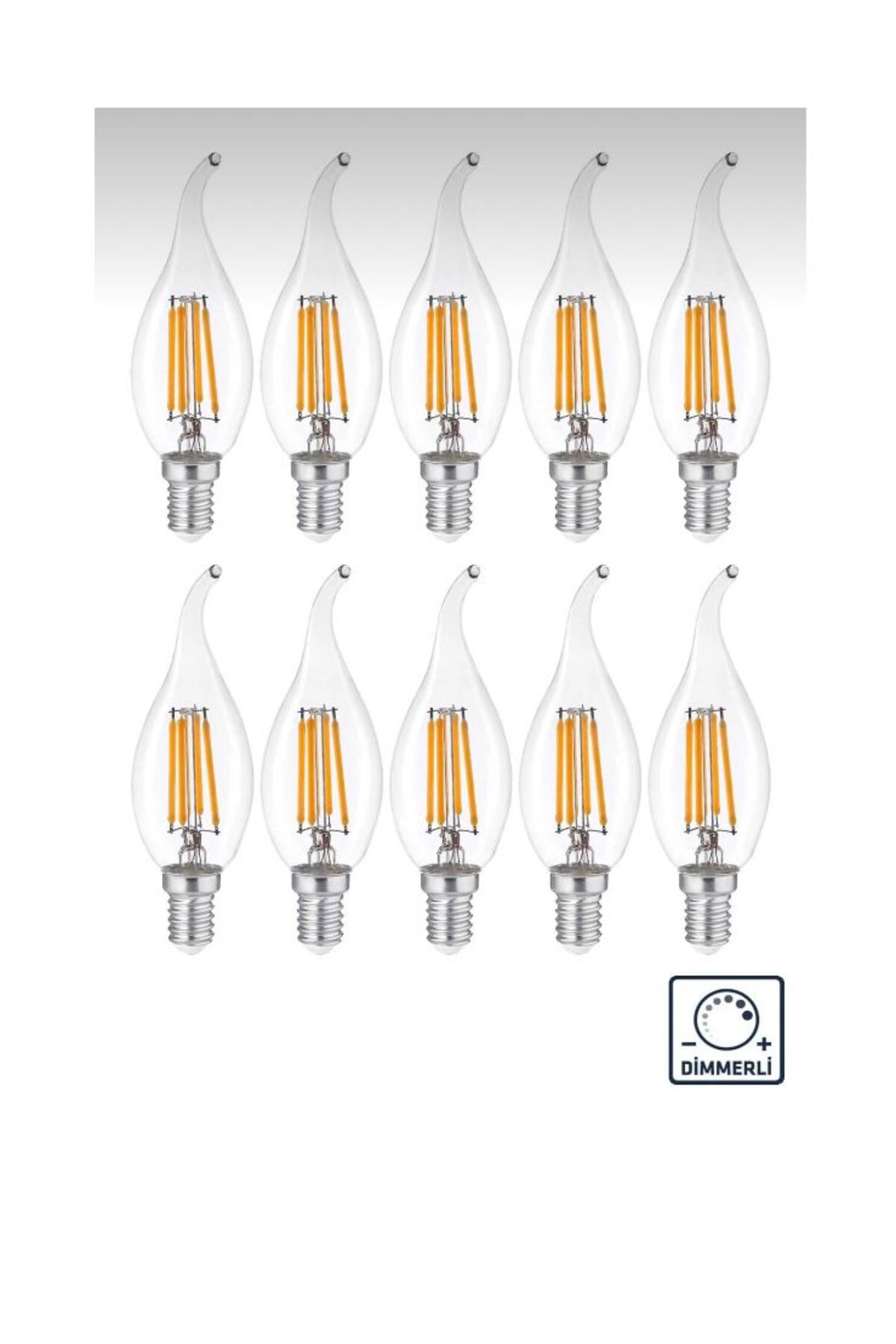 10 Adet Gün Işığı Kıvrık Buji Ampul E14 Duy