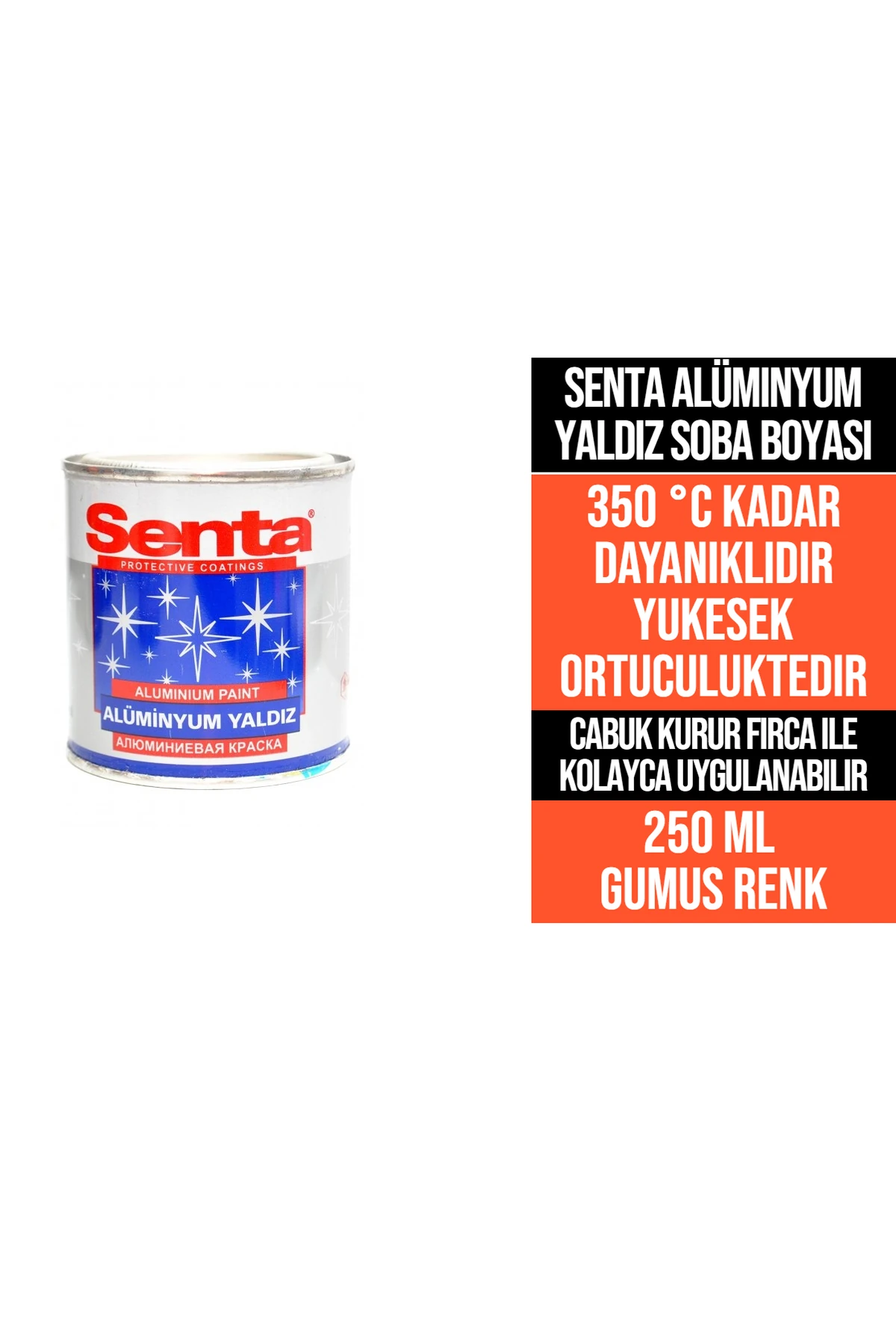 ALÜMİNYUM YALDIZ 350 °C DAYANIMLI SOBA BOYASI 250 ML