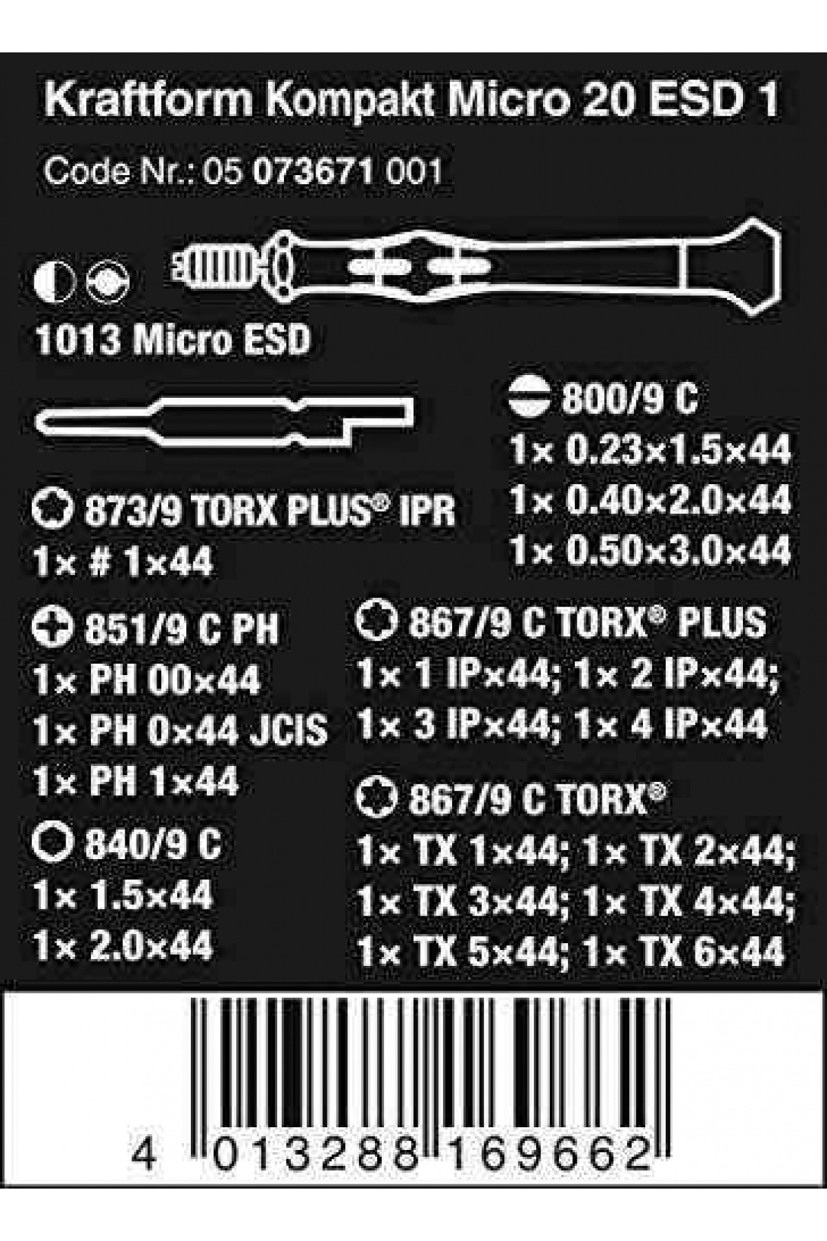 K. Kompakt 20 Esd Çantalı Mikro Tornavida Set 05073671001