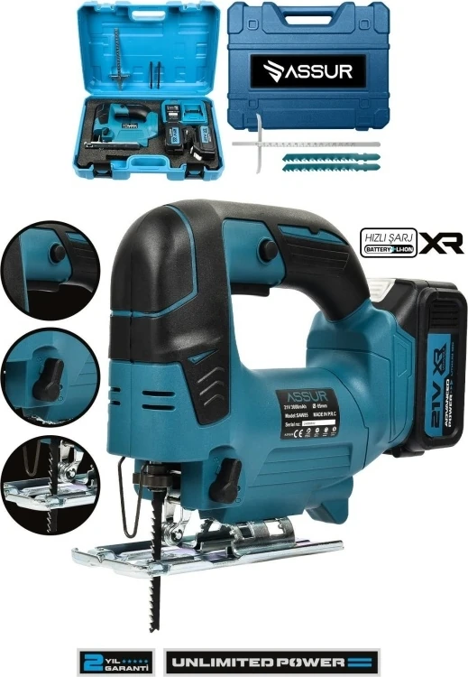 Profesyonel 21V Çift Akülü Metal Şanzıman Dekupaj Testere Makinesi Assur