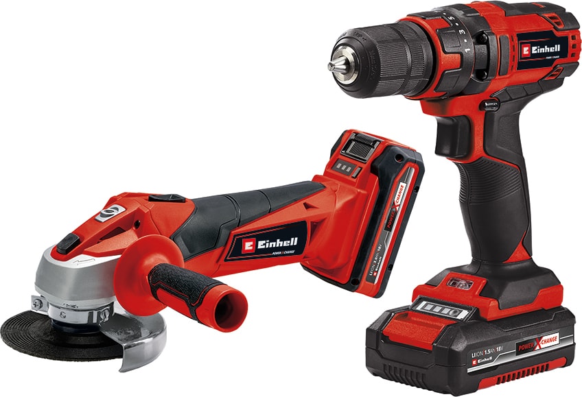 EİNHELL Akülü Alet Seti TC-TK 18 Li Kit, Power X-Change (Lityum-İyon, vidalama TC-CD 18/35 Li + avuç taşlama TC-AG 18/115 Li, 1,5 Ah ve 3,0 Ah akü dahil) - 4257238