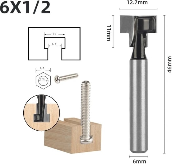 3 1/4 "6mm 6.35 mm 8mm Shank T Yuvası Kesici Yönlendirici Bit Seti Altıgen Cıvata Anahtar Delik Uçları T Planya Freze Kesici Ahşap Ağaç Işleme Için (Yurt Dışından)