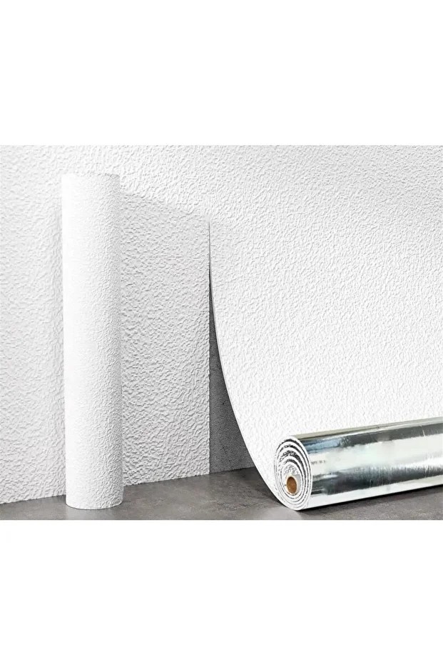 Kendinden Yapışkanlı Alüminyum Folyolu Isı Ses Yalıtımlı Duvar Kağıdı Paneli 50x280 Cm Sıva Beyaz