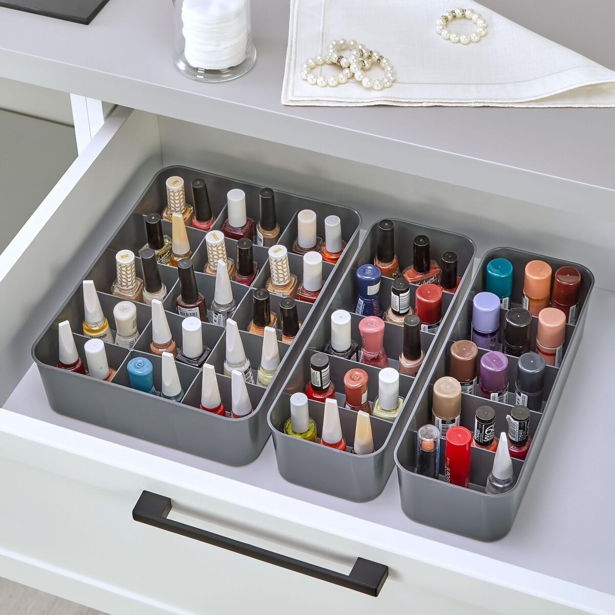 ORGASET 3'lü Düzenleyici Antrasit, mutfak, banyo, ofis, yatak odası, makyaj masası organizer set