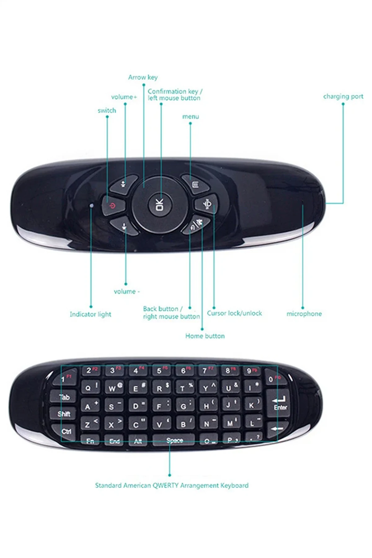 2.4 GHz Air Mouse Klavye Ses Anahtarlı Jiroskop Akıllı Tv Android Box Klavyeli Uzaktan Kumanda