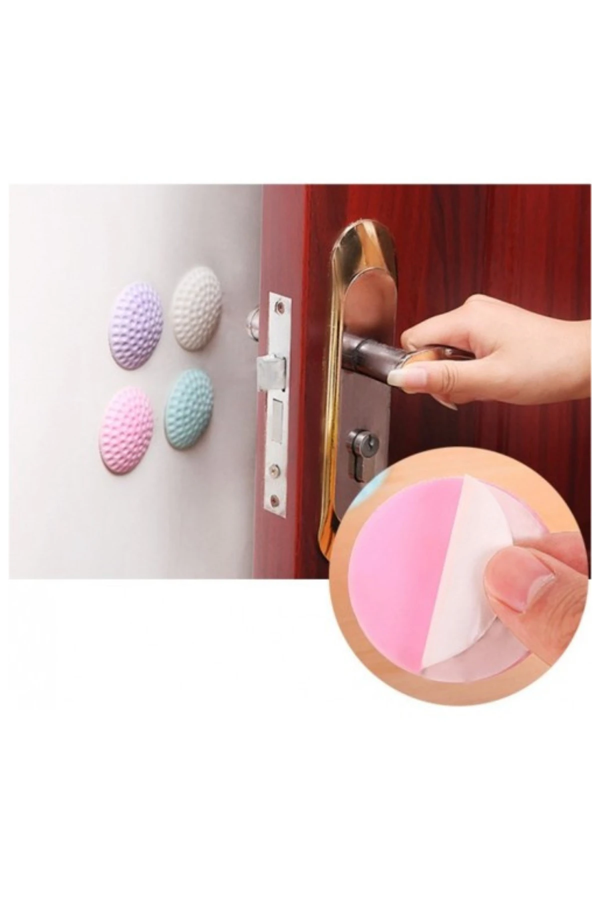 8 Adet Kendinden Yapışkanlı Çok Amaçlı Kapı Mobilya Arkası Duvar Koruyucu Silikon Tampon