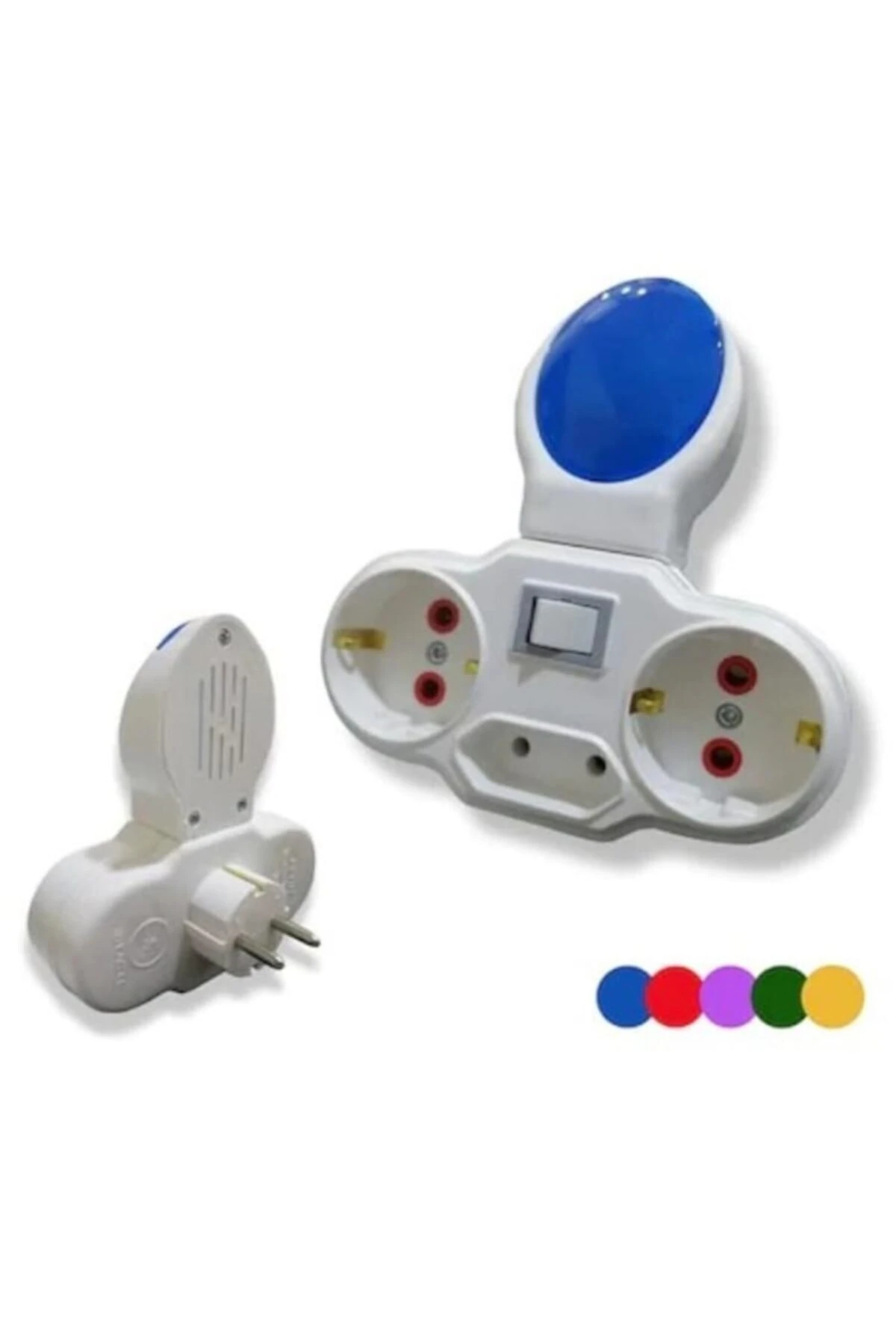 Gece Lambası 3 Lü Golyat Prizli Fişli Led Anahtarlı Fetih Mavi