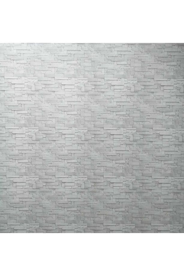 Oskar White Doğal Taş Görünümlü Açık Gri Duvar Kağıdı(5m2)