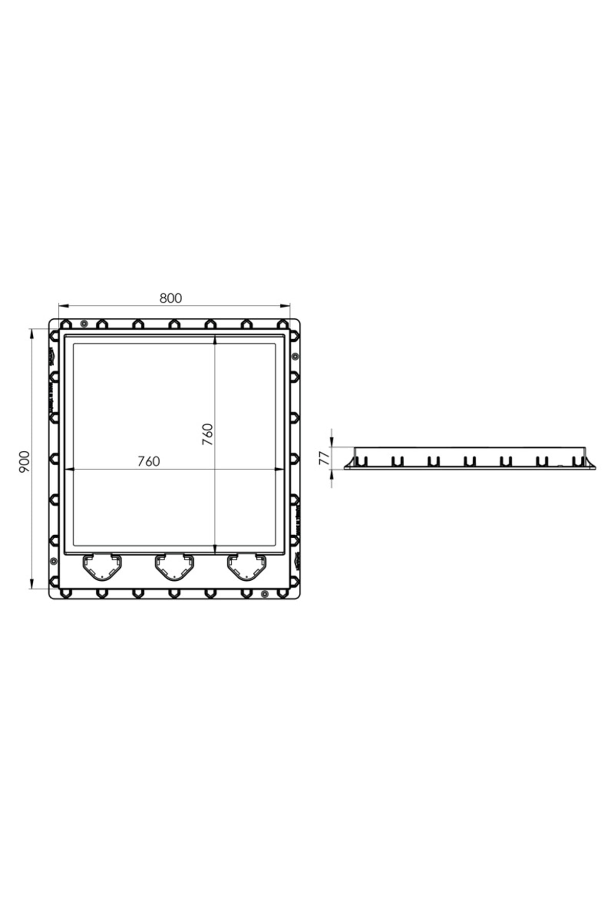 80x90 Menteşeli Rögar Kapağı / Havuz Kapağı / Peyzaj Kapağı / Plastik Kapak / Çerçeve Düz Kapak