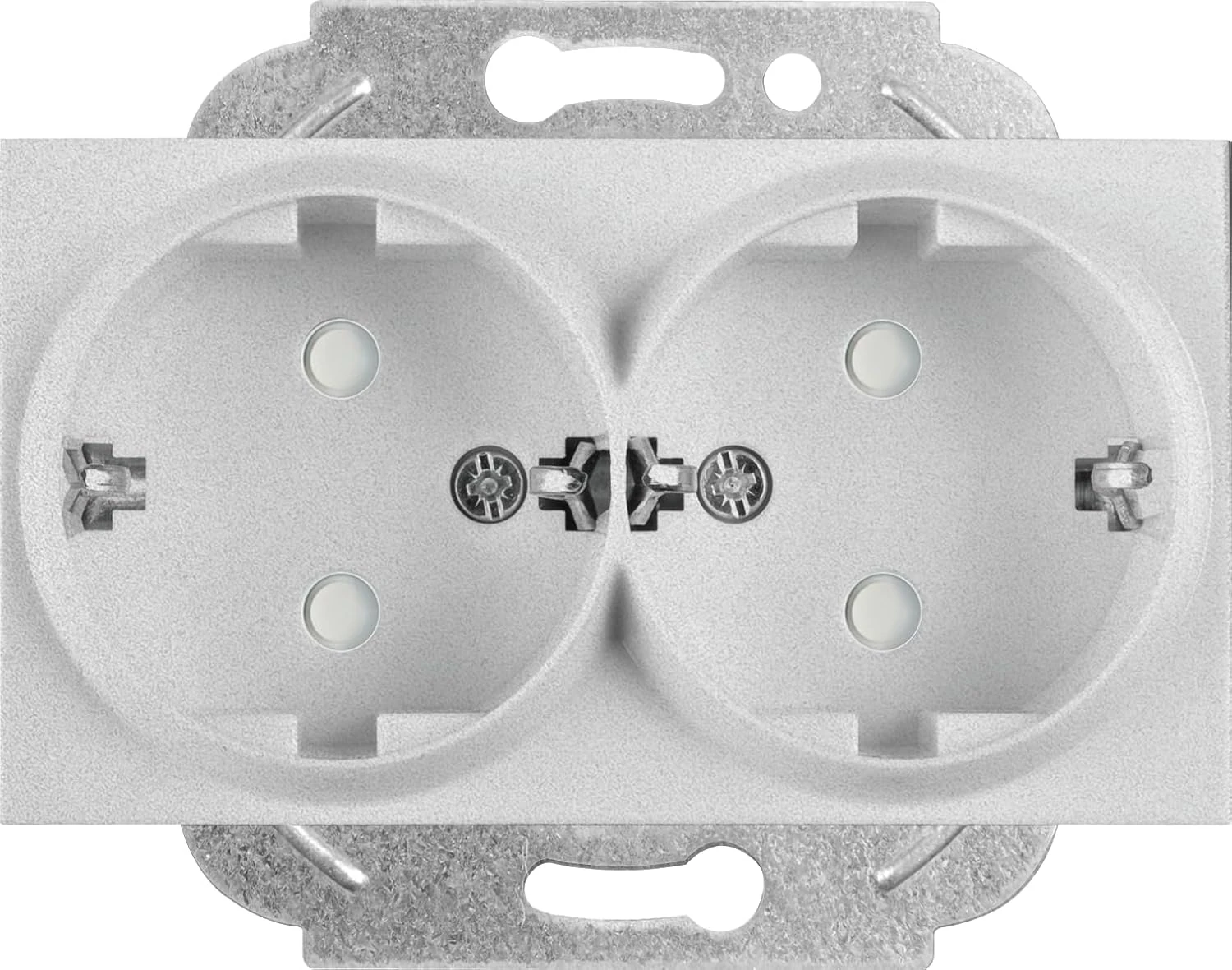 / Metalik Beyaz Ikili Topraklı Priz Çarpma Karşıtı Mekanizma ve Kapak Vakumlu Paket