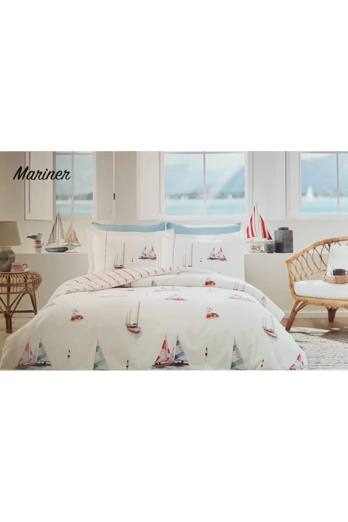 NEVRESİM TAKIMI RANFORCE ÇİFT KİŞİLİK BEYAZ MARINER
