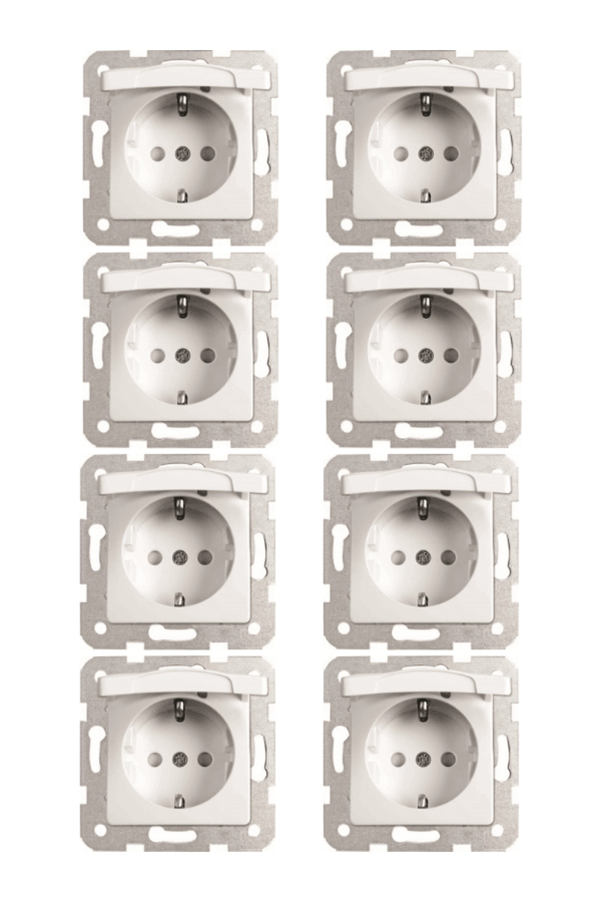 Viko Linnera Topraklı Çoçuk Korumalı Kapaklı Priz Beyaz 90440012 (Çerçeve Dahil) (8 Adet)