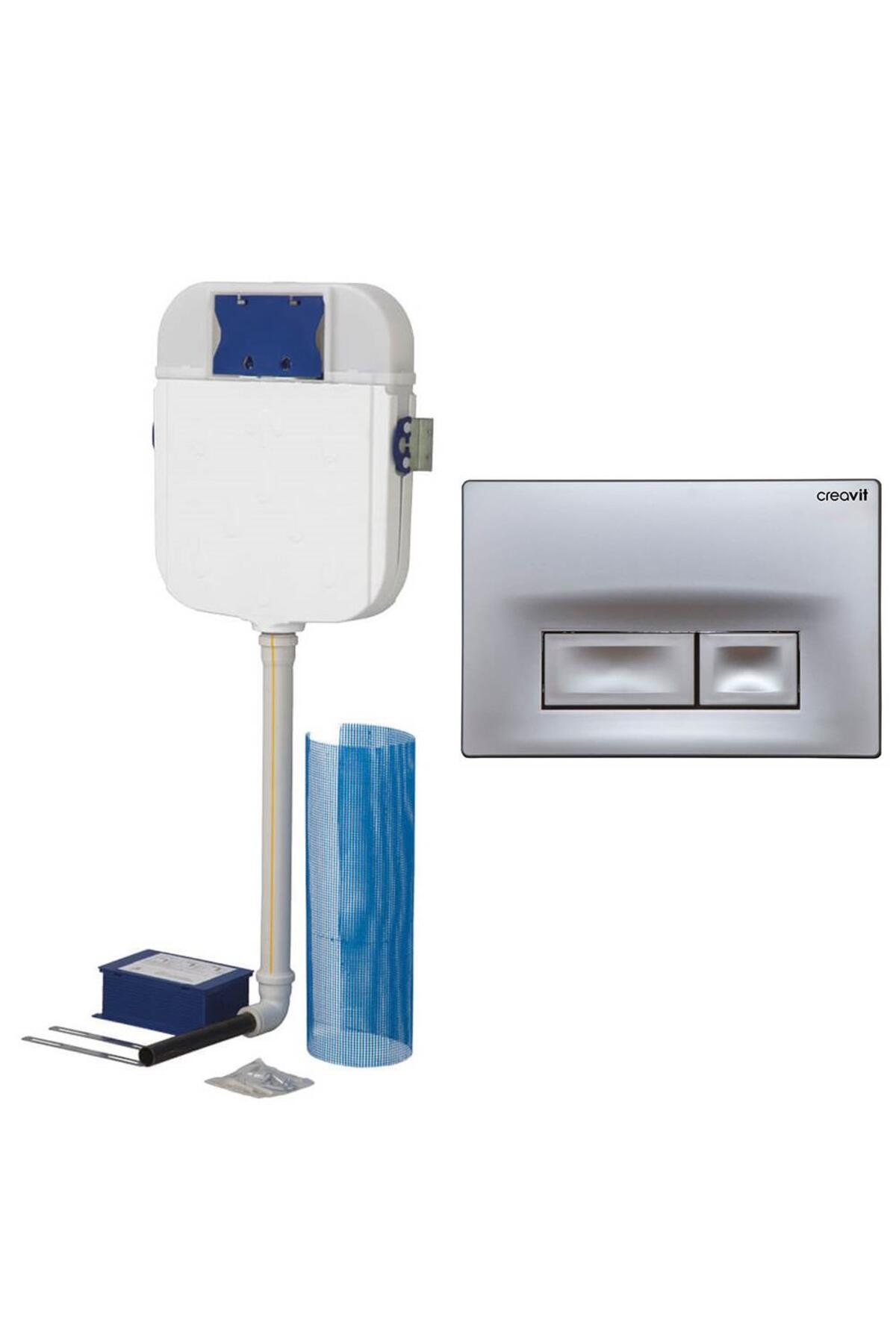 Gömme Rezervuar Hela Taşı İçin+Ore Mat Gri Kumanda Paneli