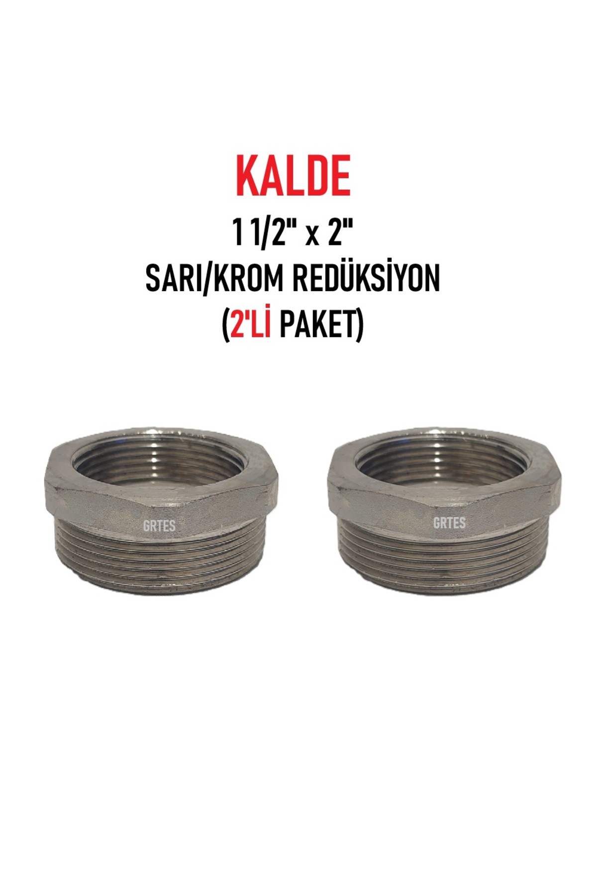 (2'li Paket) 1 1/2" x 2" Sarı/Krom Redüksiyon - Brass Reduction