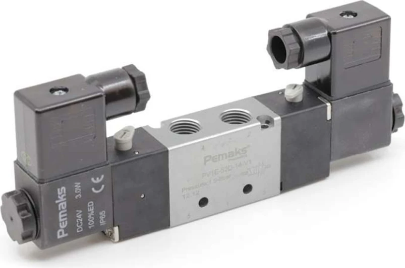 Pv1 Serisi Solenoid Valf Çift Bobin Kapalı Merkez 5/3-1/4 220VAC