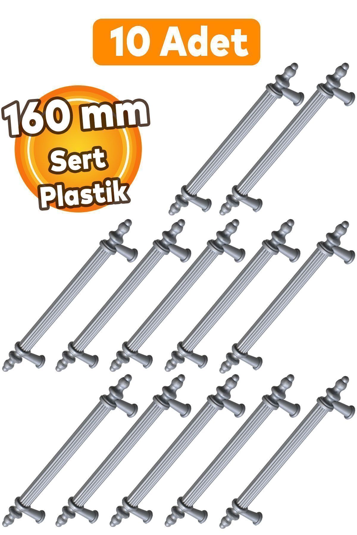 BADEM10 (SERT PLASTİK) Polavit 160 Mm Gri Mobilya Mutfak Çekmece Dolap Dolabı Kulpu Kulbu Kulpları (10 ADET)