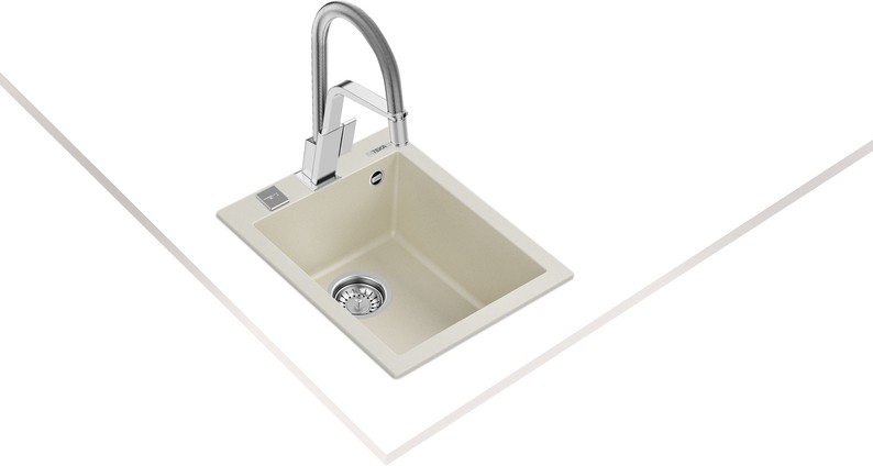 FORSQUARE 34.40 TG BRIGHT CREAM Ankastre Kumanda Sifonlu Granit Eviye Krem 34 cm 115230013