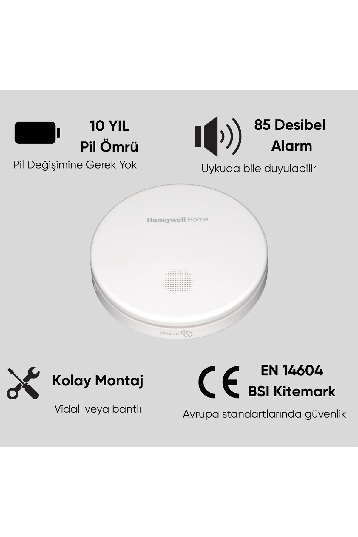 Temel Dedektör Seti - Karbonmonoksit+Duman - 10 YIL Ömürlü