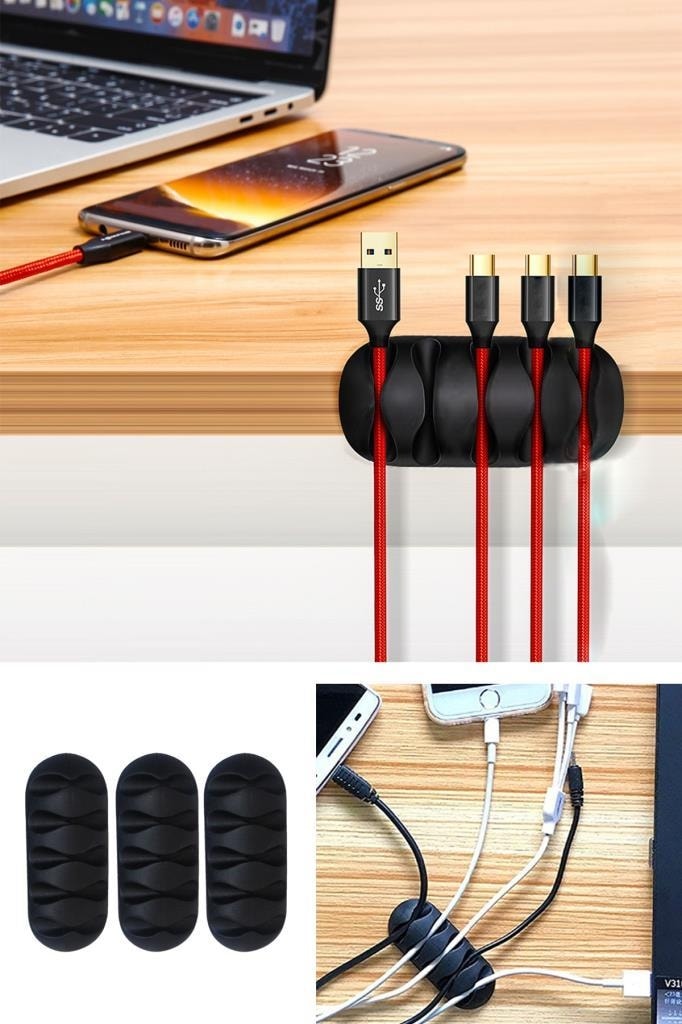 3'lü Set 5 Kanallı Kablo Tutucu Düzenleyici Sabitleyici