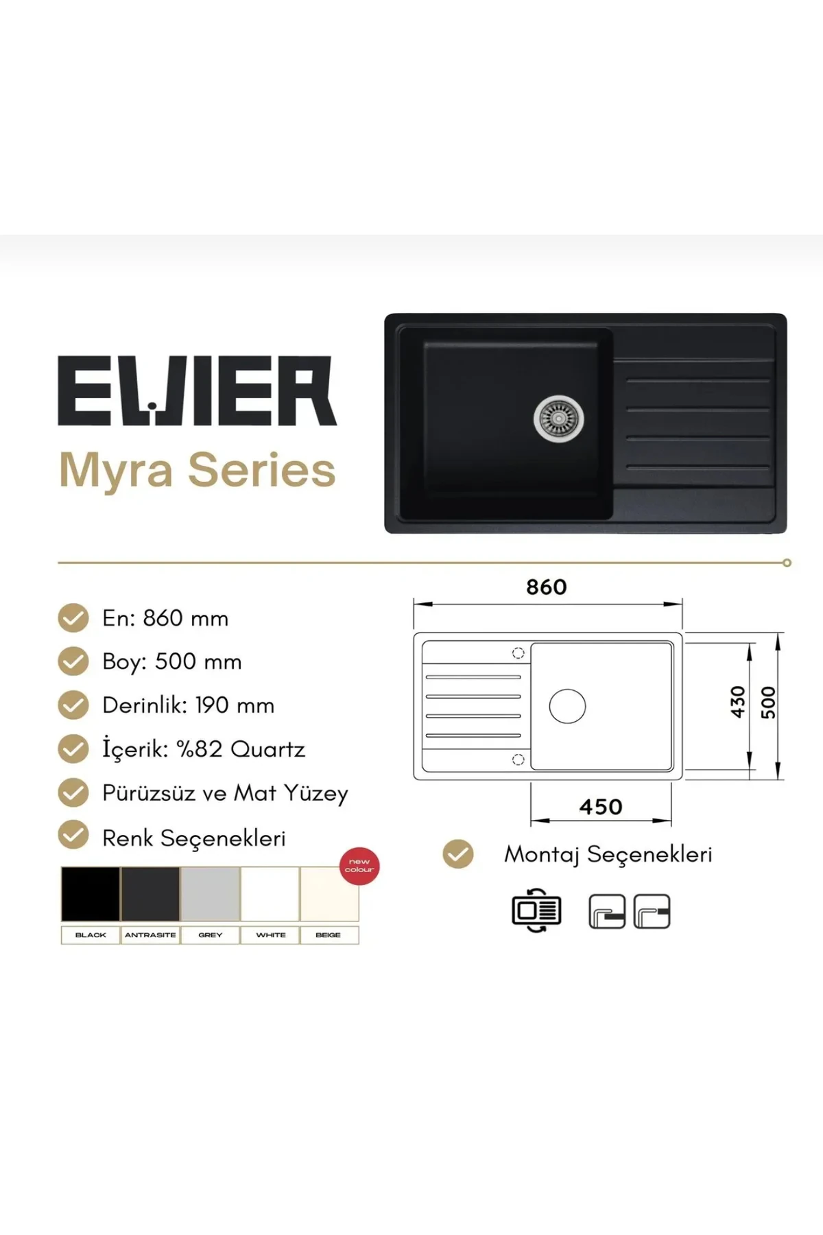 Granit Evye Myra Series Antrasite (ANTRASİT)