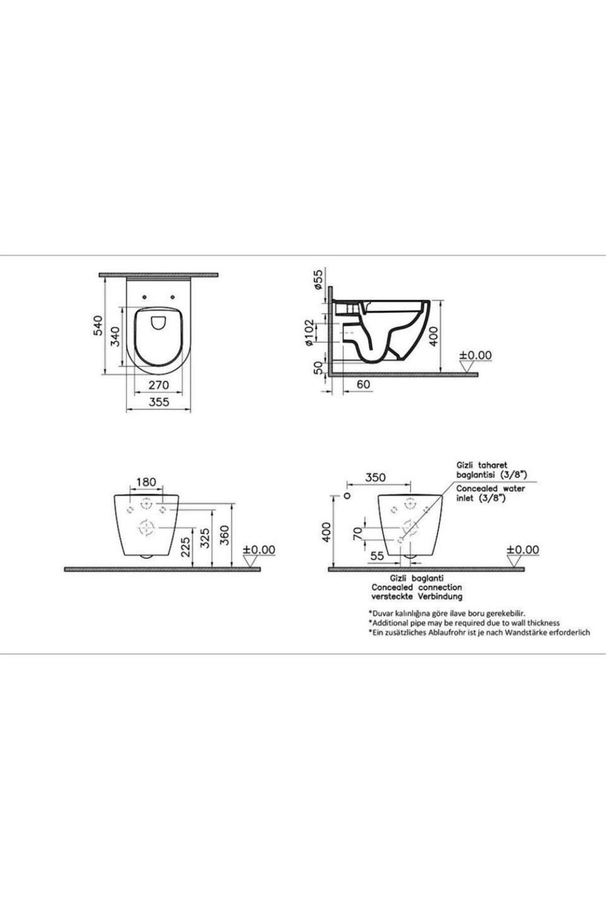 S60 Smooth Flush Asma Klozet Gizli Montajlı 54 cm Mat Bej 7510B020-0090