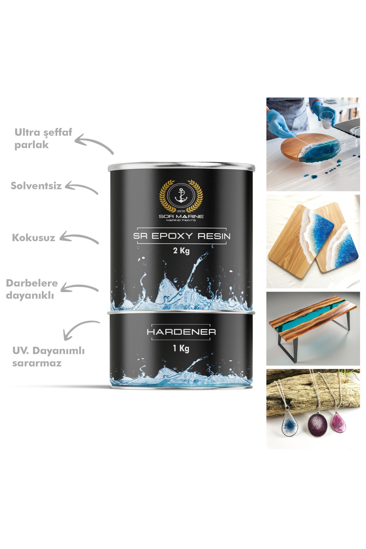 Ultra Şeffaf Döküm Tipi Kristal Clear Epoksi Reçine 1.5 Kg Set