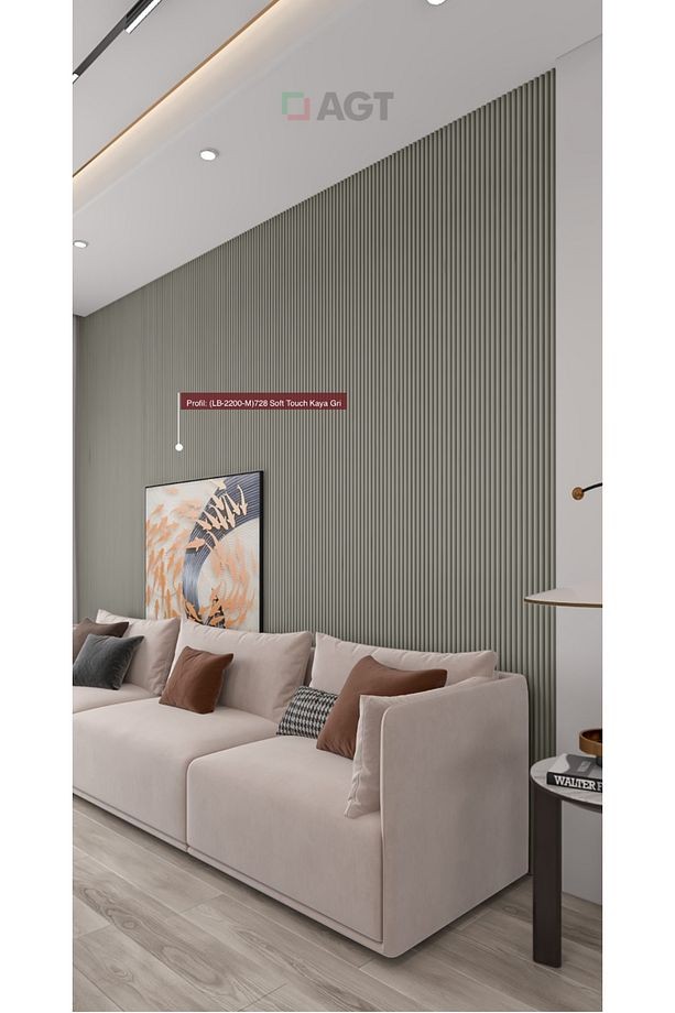 AKYÜREK  LB 2200 MODEL KAYA GRİ RENK DEKOR PROFİL DUVAR KAPLAMA PANEL LAMBRİ