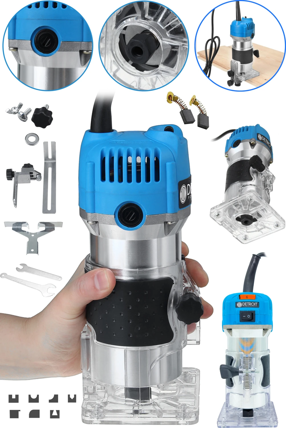 Usa Powertools Itl-01 6 Kademe Devir Ayarlı Formika Traşlama Freze Makinesi 6 Mm-Mavi