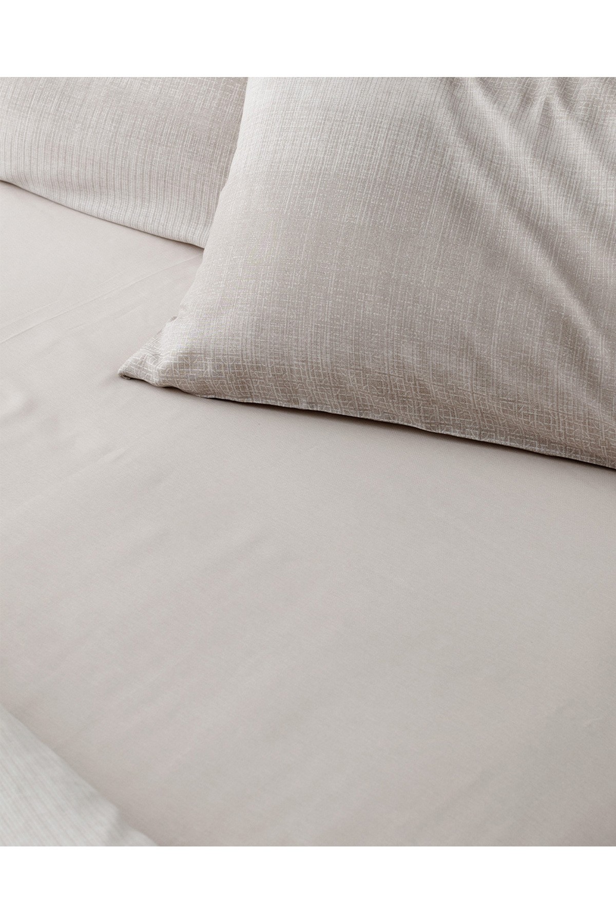 Adelya King Size %100 Pamuk  Crep Baskılı Nevresim Takımı - Bej